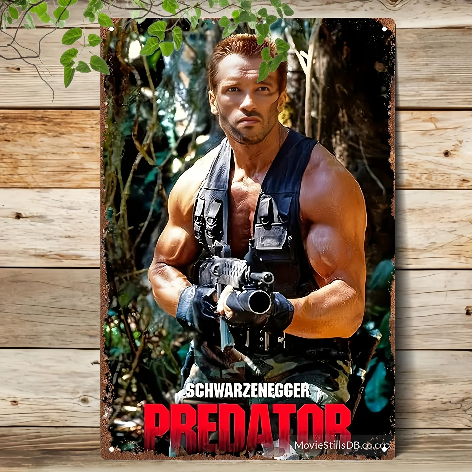 Arnold Schwarzenegger Predator- like Metal Wall Art Sign- Heavy-Duty Iron Tin Poster-  Action Movie Decor-   - for Home, Offic