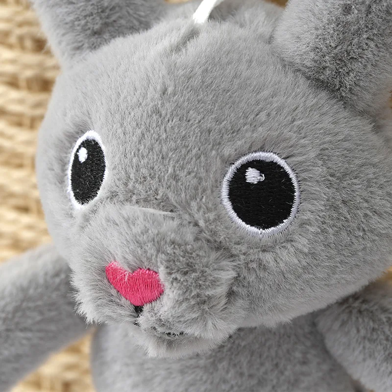 30CM Mini poupée en tissu créatif amusant en peluche jouet tirer des oreilles lapin télescopique poupée porte-clés sac à dos pendentif poupée de mariage pendentif
