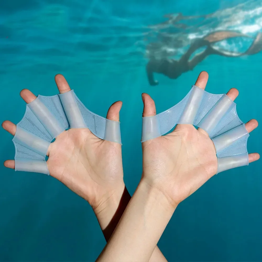 1pair Unisex Frog Claw Swimming Gloves: Enhance Your Swimming Performance with Silicone Girdles and Finger Webbed Paddles!