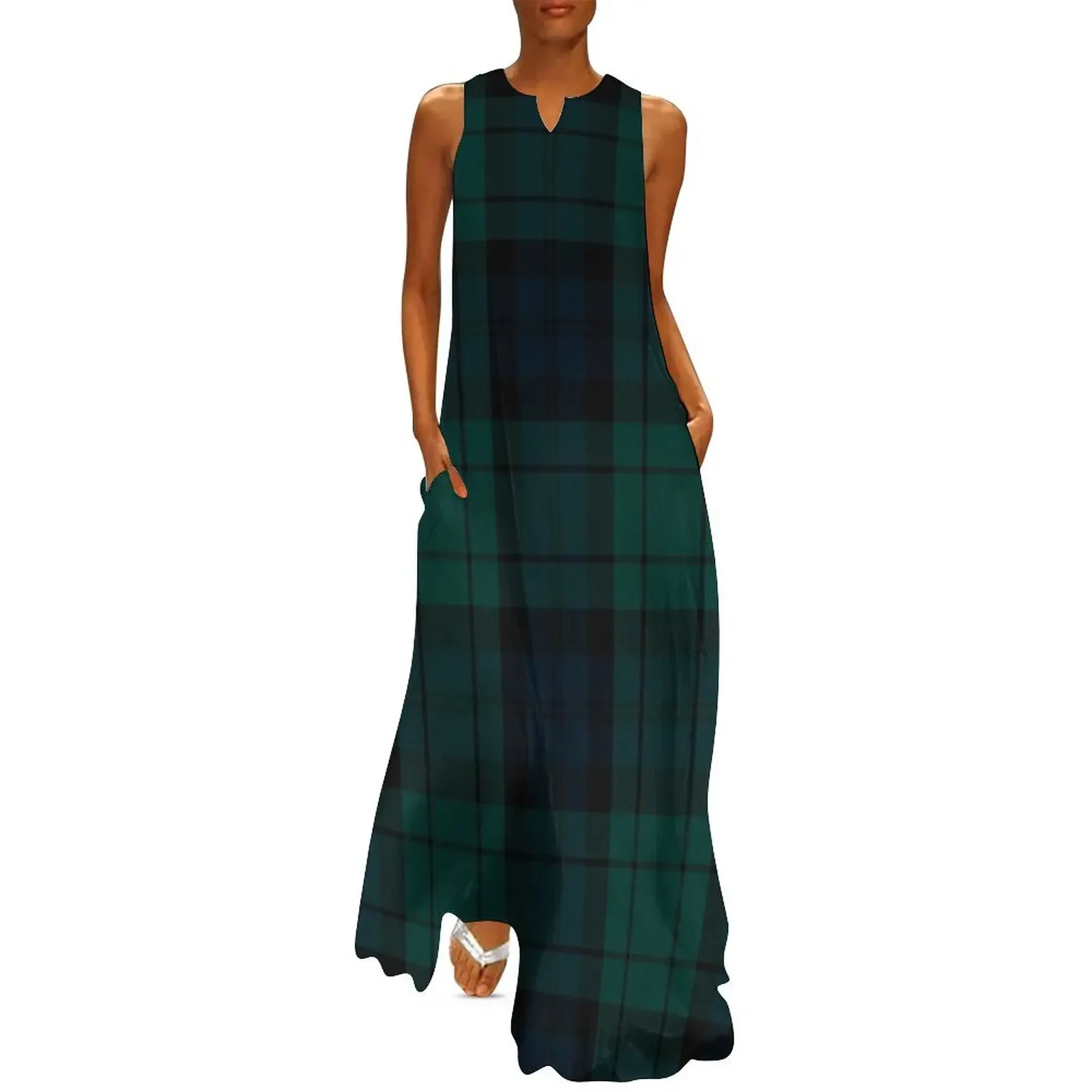 

Black Watch tartan Long Dress long dress women ceremony dresses Beachwear Clothing female Dress