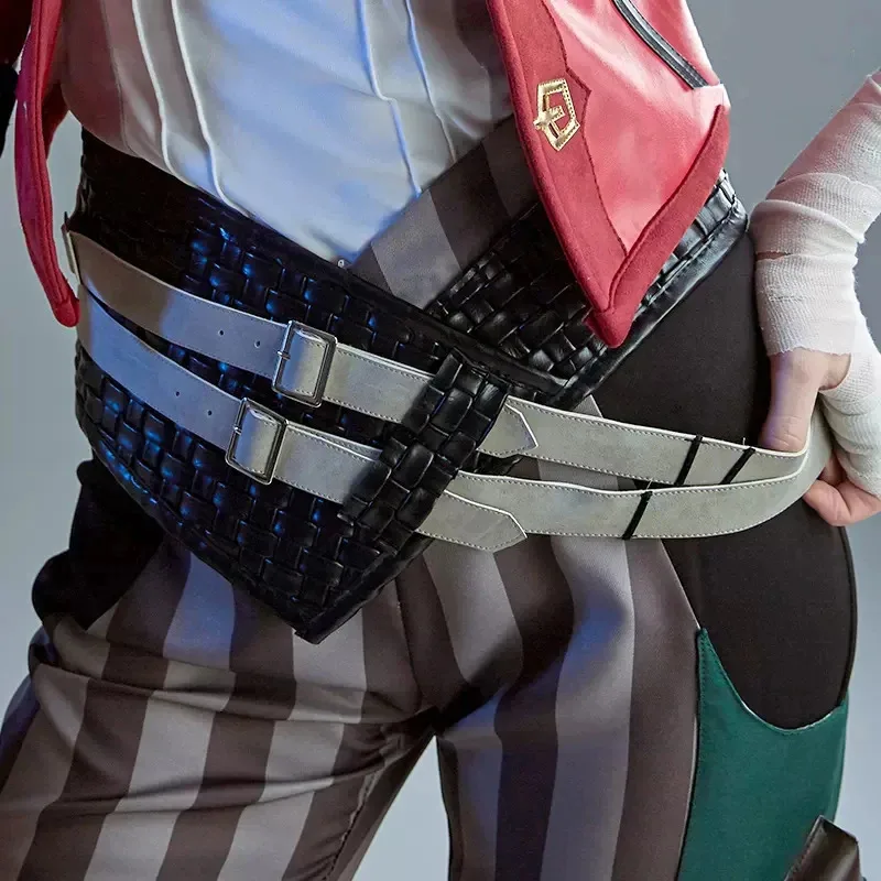 Game LoL Arcane VI Cosplay Costume Wig VI Uniforms Red Leather Jacket Coat Halloween Party Carnival Role Play Outfits Shoes Boot