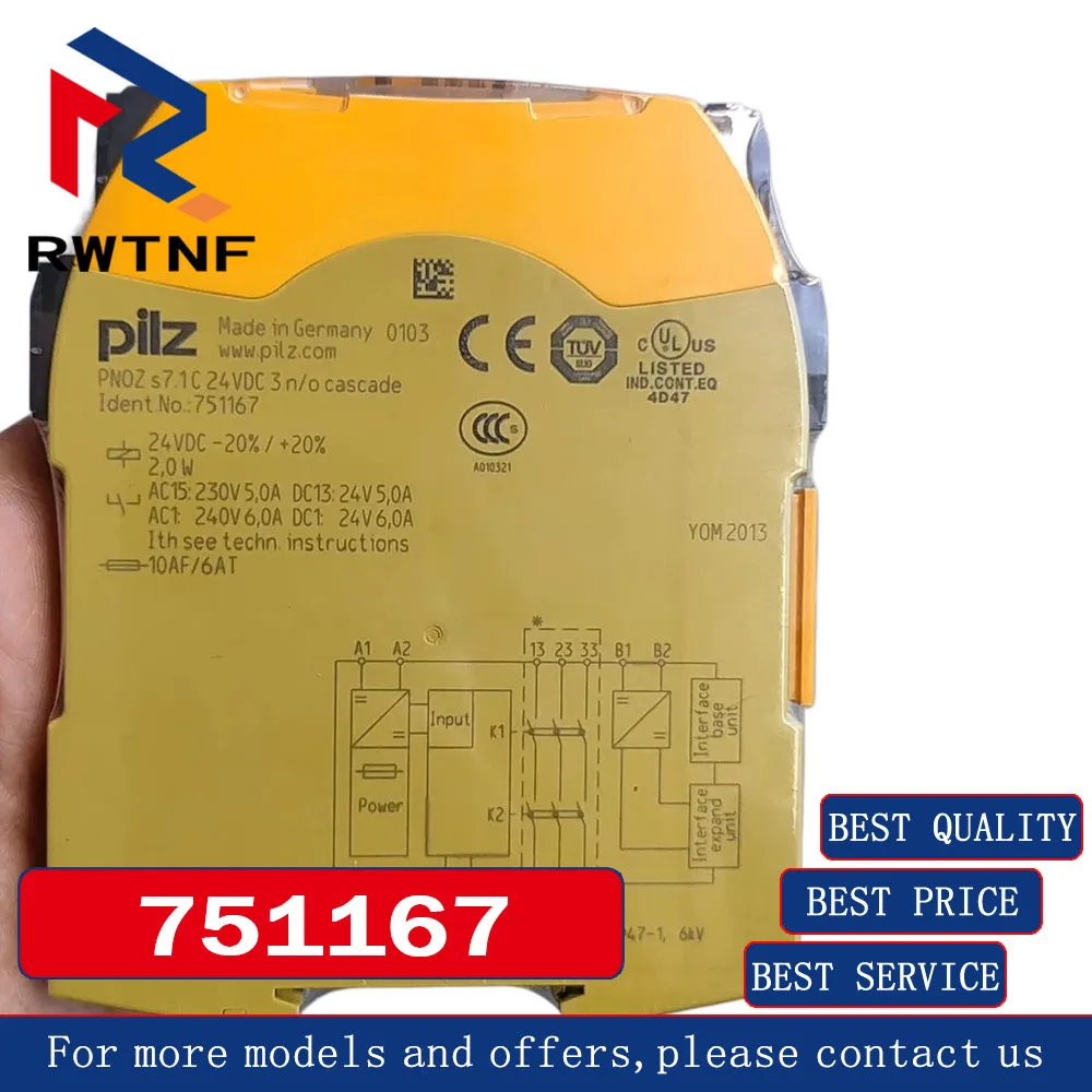 Brand New Genuine 751167 PILZ PNOZ S7.1, safety relay,100% original warehouse stock