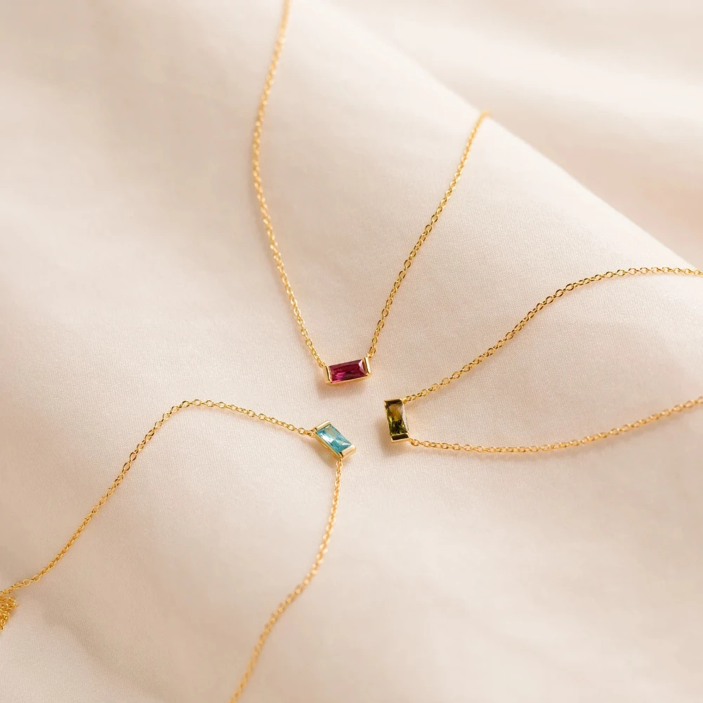Collana con ciondolo rettangolare con zirconi colorati alla moda, catena in acciaio inossidabile placcato oro 18 carati, gioielli da festa per le donne