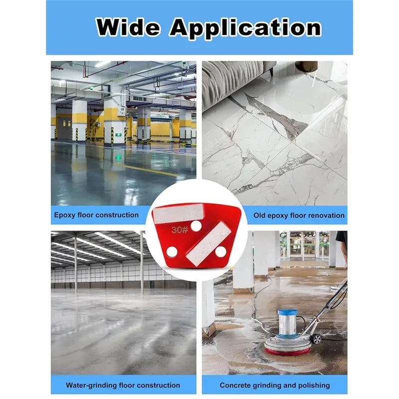 AC88 6pcs Trapezoid Diamond Concrete Floor Grinding Disc 30 Grit Metal Bond for Edco Lavina Thin Epoxy Removal Scraper Shoes Kit