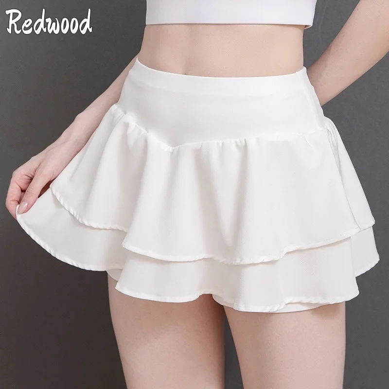 Soft Sports White Skirt for Women Summer Fashion Running Training Fitness MiniSkirt Girl Golf Tennis Anti-exposure Short Skirts
