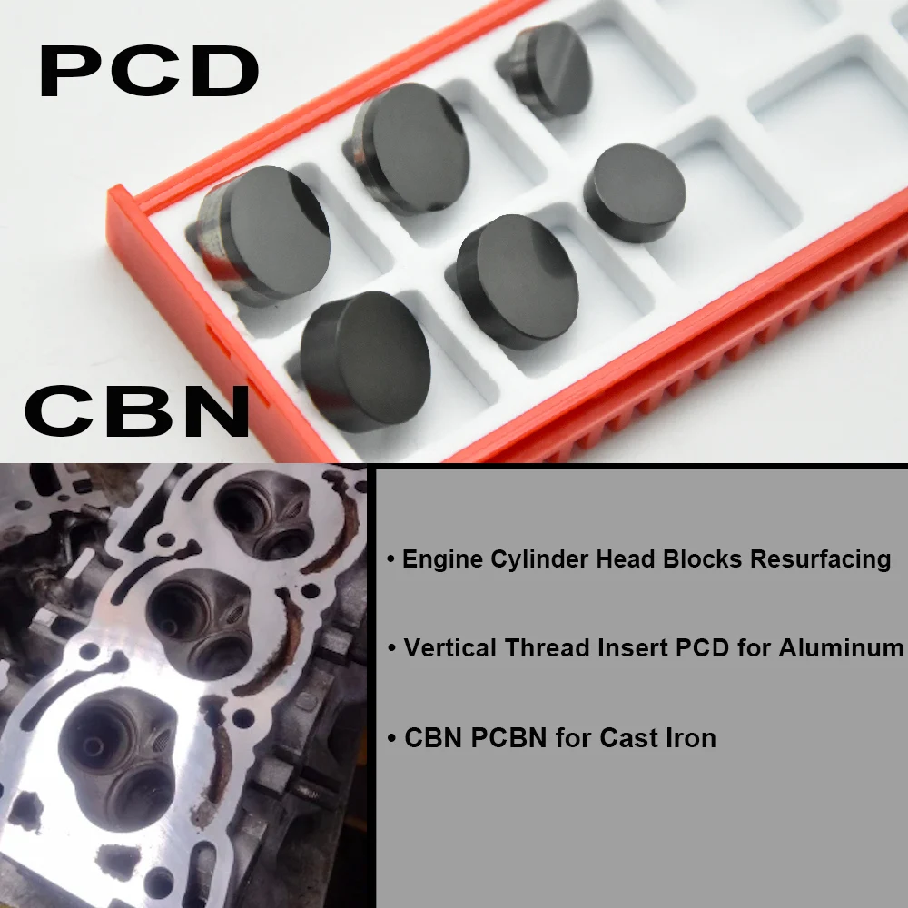 Cylinder Burnisher Round PCD Inserts Threading Plate 3/8 x 1/8 CBN Cutters Engine Heads Reconditioning