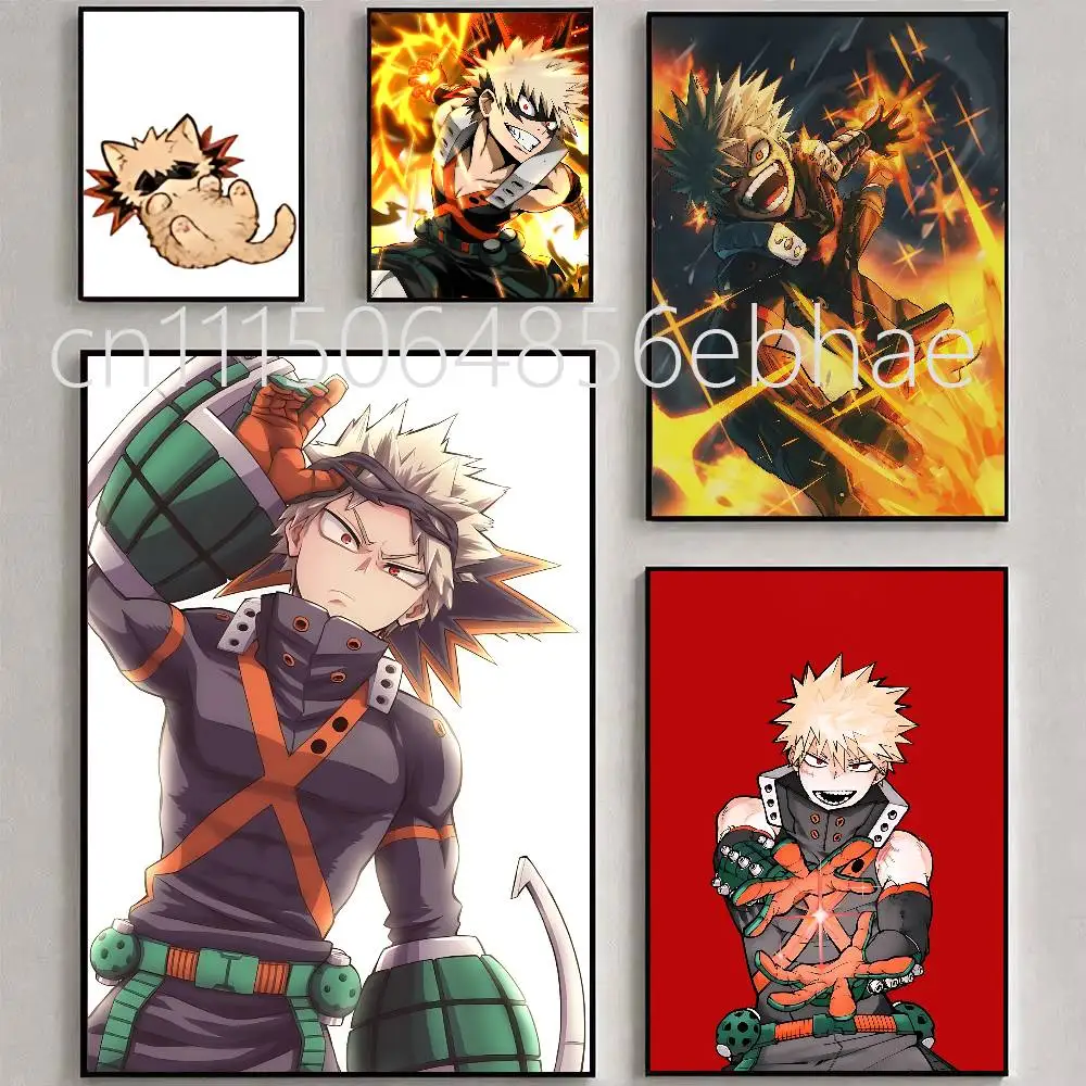 FOR MHA Katsuki Bakugo Poster HD Print Home Decor Wall Art Mural Room Bar Decoration