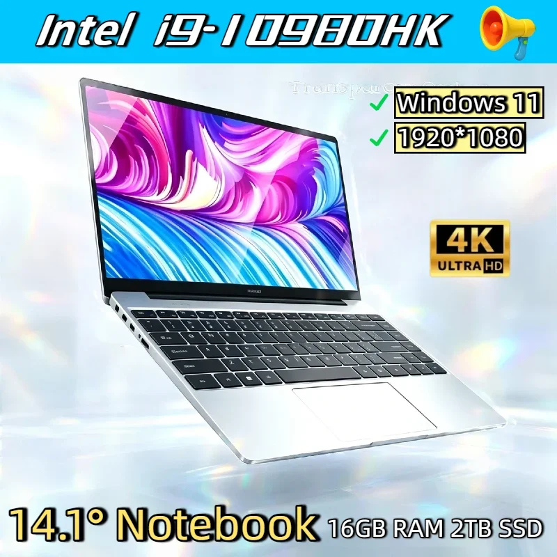 14.1" FHD Intel Core I9-10980HK Ultra Slim Laptop 32GB RAM 2TB SSD Windows 11 Portable Gaming Notebook for Office Study Home