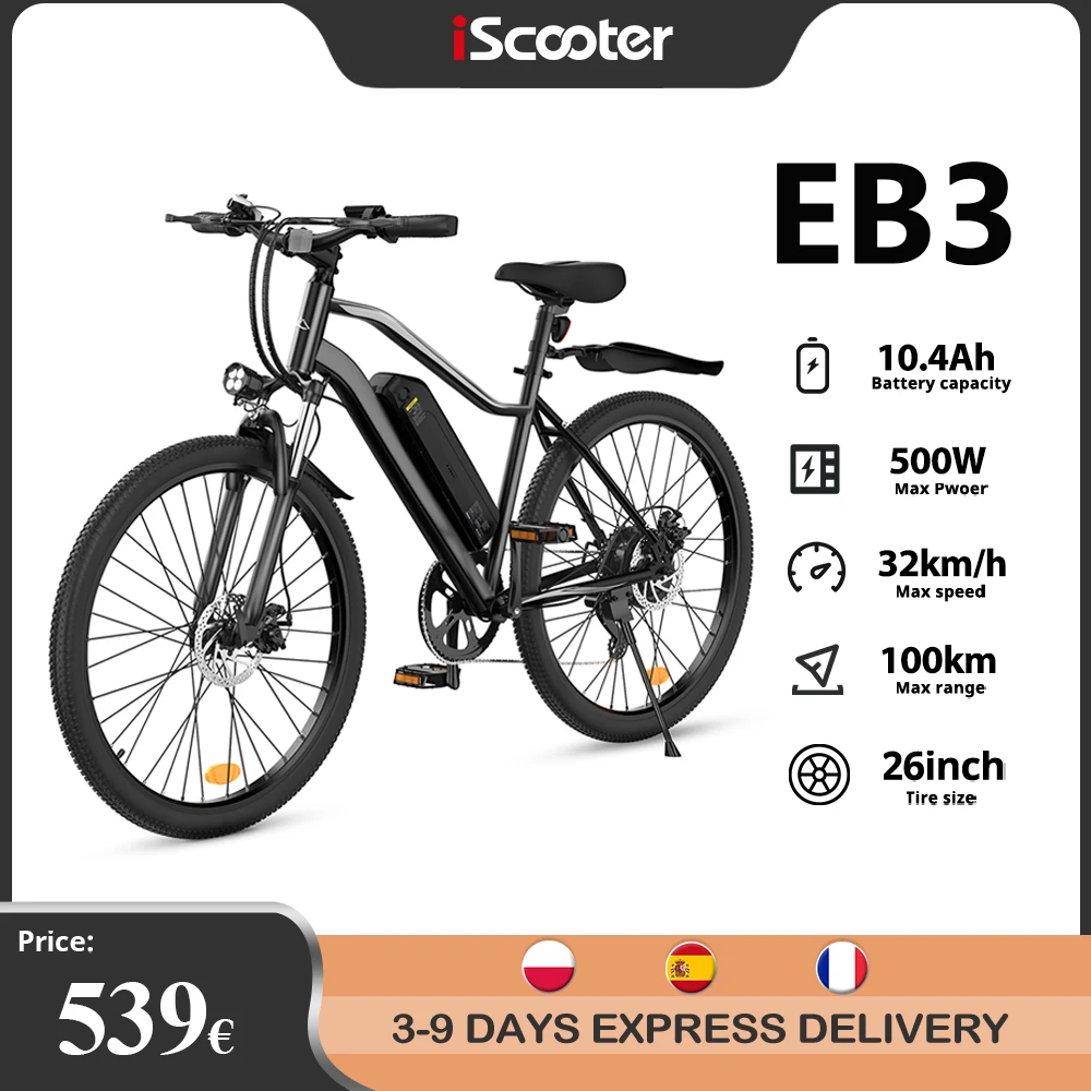 IScooter Electric Bike EB3 for Adult, E-bike Electric city bike with 250W motor, 36V 10.4AH removable lithium battery