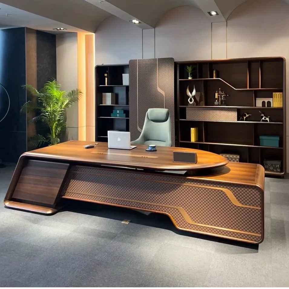 New Chinese Ebony Desk All Solid Wood Boss Table President Black Sandalwood Taipan Chairperson's Room