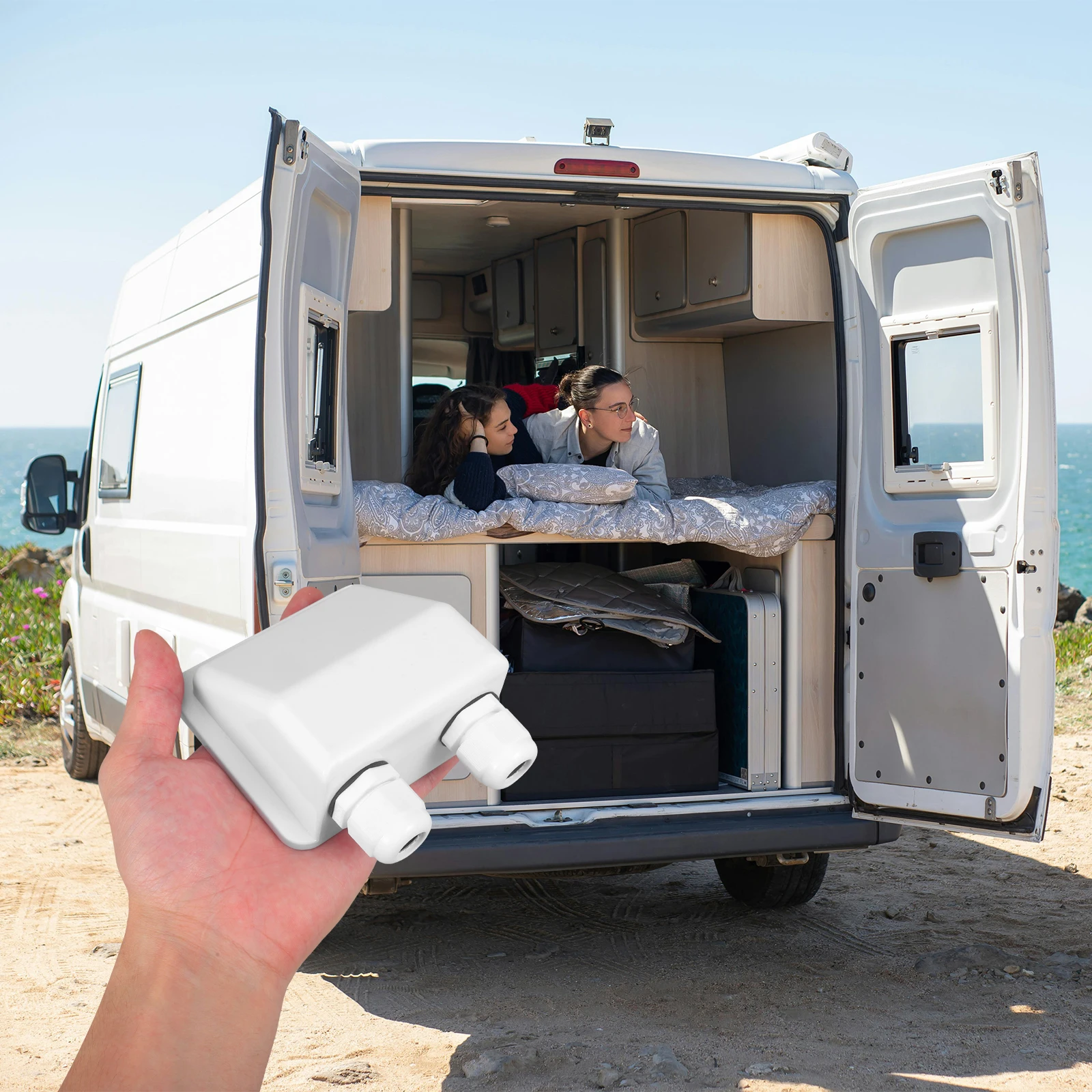 

Photovoltaic Junction Box Dual Holes Cable Gland Rv Roof Solar Wire Connectors Waterproof Install RV Accessories Solar