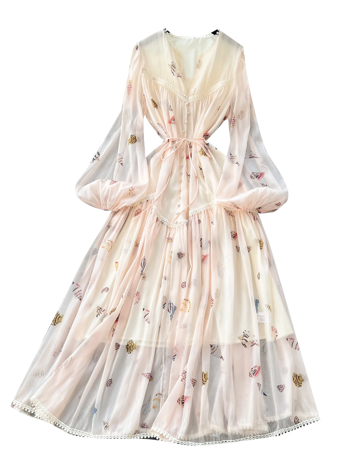 Retro Court Sle Patchwork di pizzo Cintura in vita Lanterna Sve Floreale Lungo Dr Abito da donna di fascia alta Sensation Coreano Sle A...