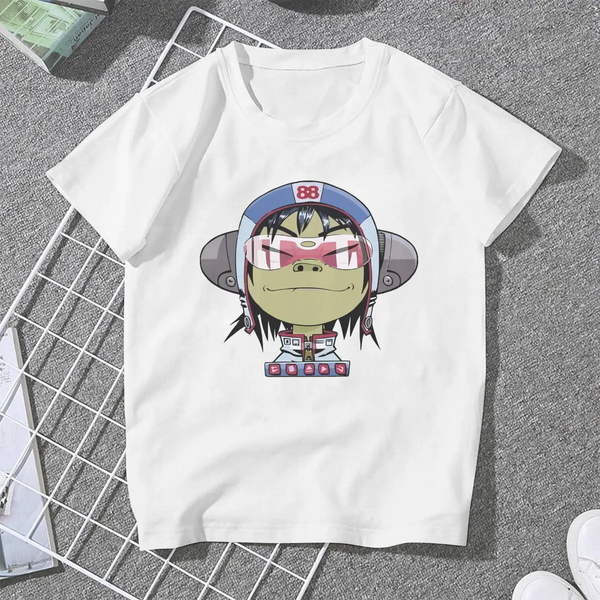 Band Gorillaz Listen To Music T Shirt Vintage Punk Women's Polyester Tshirt O-Neck