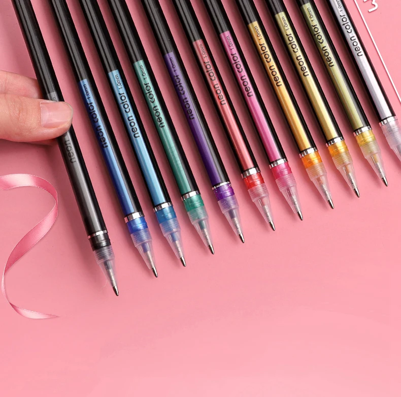 12-teiliges Metallic-Glitzer-Gelstift-Set, glitzernd, für Erwachsene, zum Ausmalen, Journaling, Kunstzeichnen, Kunstmarker, Schul- und Bürobedarf – Detail 17