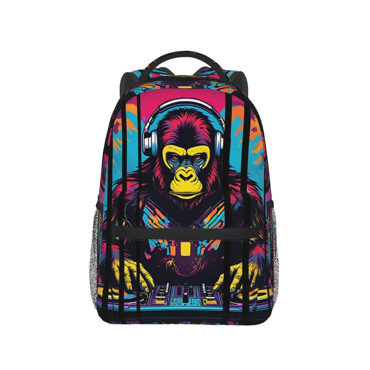 

Abstract Colour DJ Gorilla Backpack Hot Sale Daypack Large Capacity Children BookBag School Bag Shoulder Bags for Men Women