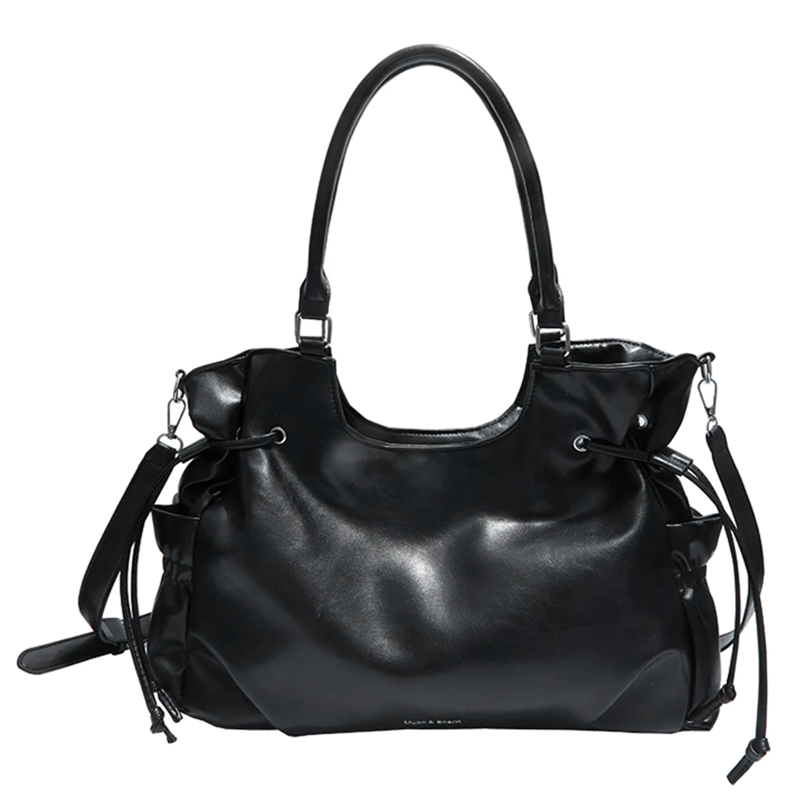 

PU Commuter Tote Bag Large Capacity Hobo Shopper Bag Solid Color Travel Tote Bag Roomy for Women Ladies Travel Commuting