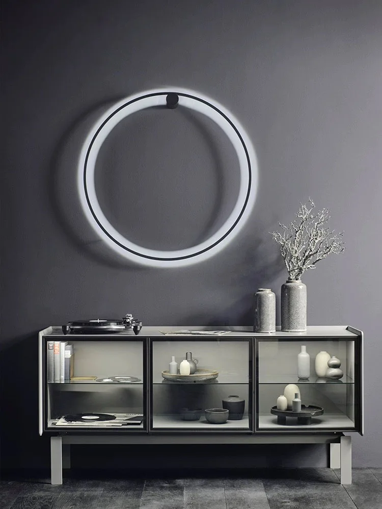 Modern minimalist LED circular wall lamp living room background wall circular creative wall lamp bedroom lighting fixture