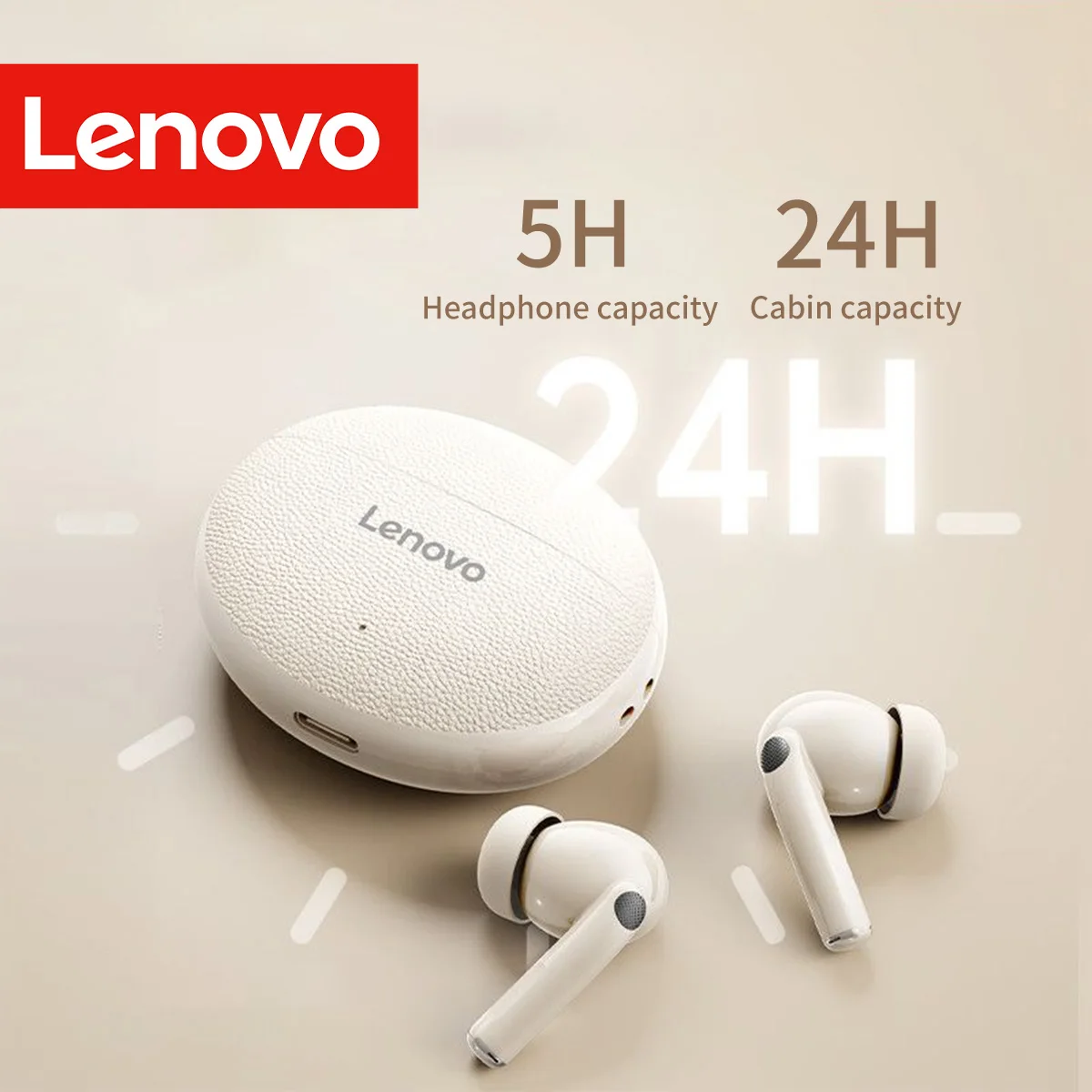 Lenovo Tws Wireless In-Ear Earbuds Long Endurance Low Latency Noise Canceling Hd Call Mic for Running Secure Comfort Earphones