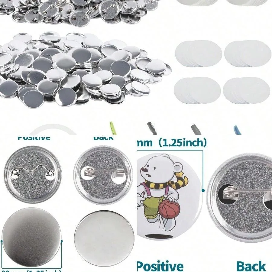 

500 комплектов металлических заготовок для значков 32 мм (1,25 дюйма), набор для изготовления круглых кнопок, включая металлические корпуса B