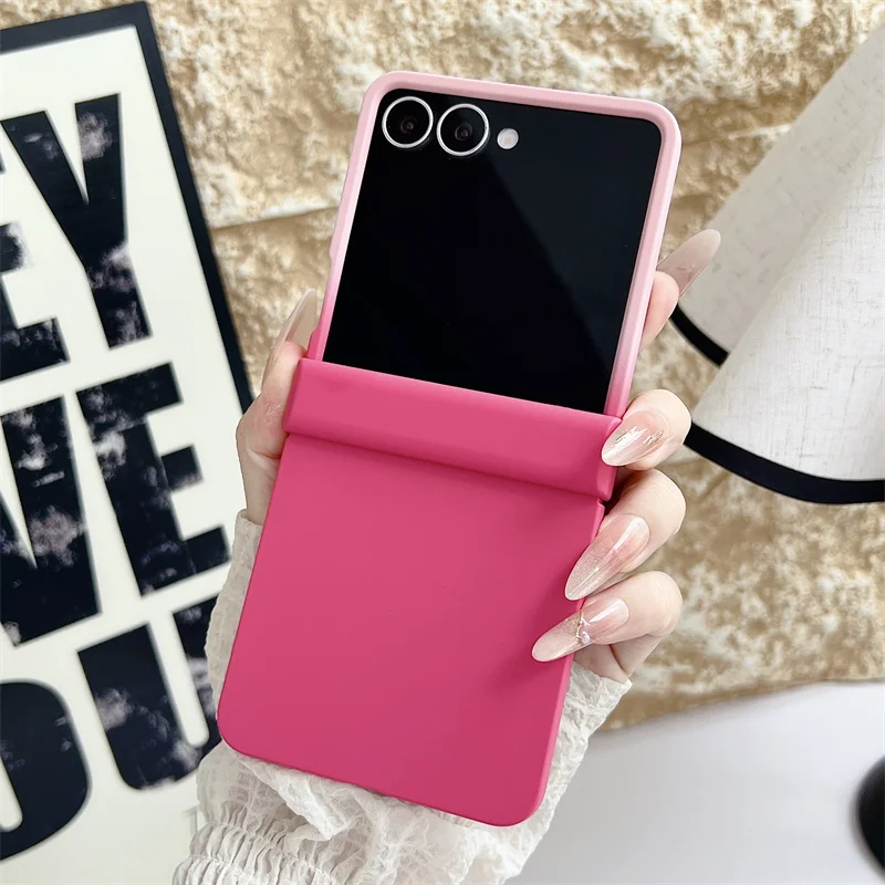 Simple Solid Color Silicone Phone Case For Samsung Galaxy Z Flip 7 6 5 4 3 Flip4 Flip5 Flip6 Flip7 Cases with Hinge Cute Funda