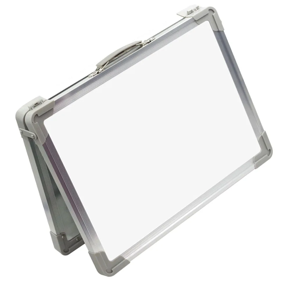 

Magnetic White Board Double Sided Desktop Foldable Dry Erase Portable Mini Aluminum Writing Surface Plain White Blackboard