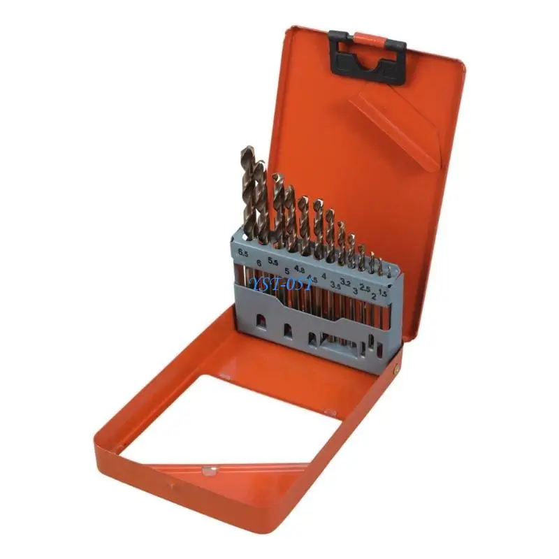 

E15A 13Pieces M35 Cobalt Twist Drill Bit Set for Hard Metal Drilling Tasks