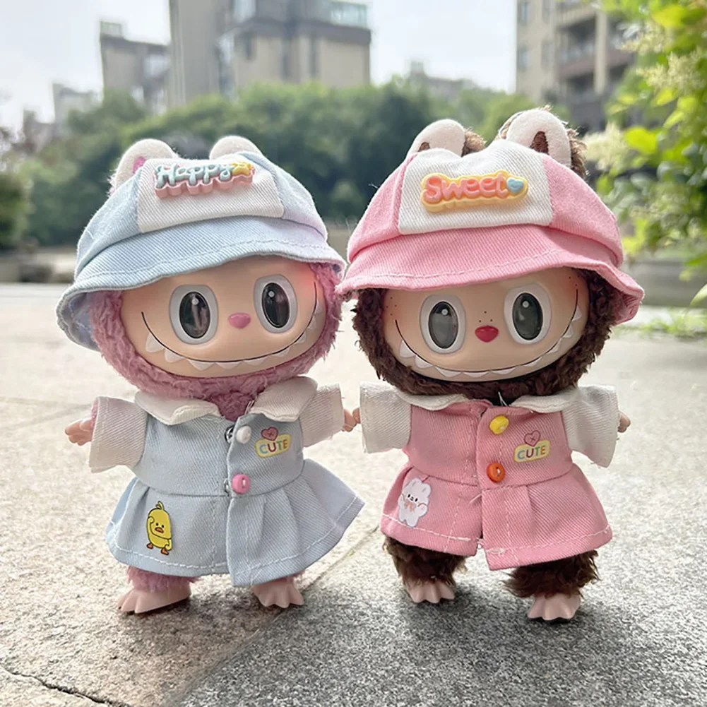 For Labubu 17cm Doll Clothes Fashion Clothes Kawaii Hoodies Doll Clothes Color Match Hoodies Dolls Accessories Cute Decorations