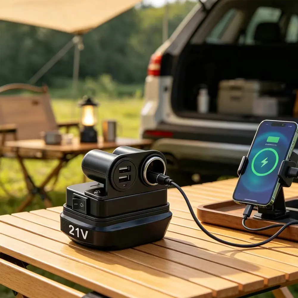 Outdoor adventure For battery adapter converter 21V input to 12V/24V output dual USB ports for BL1830 BL1840 18V batteries