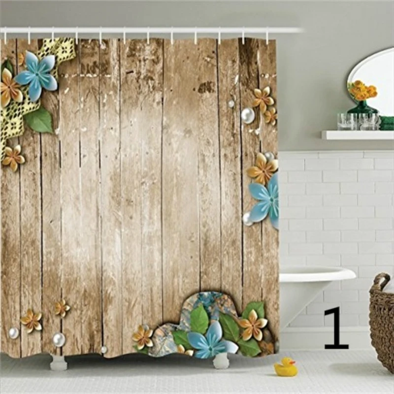 Flowers Pearls and Lace on Rustic Style Wooden Background Home Decor Polyester Fabric Bathroom Shower Curtain Set Cortina Ducha