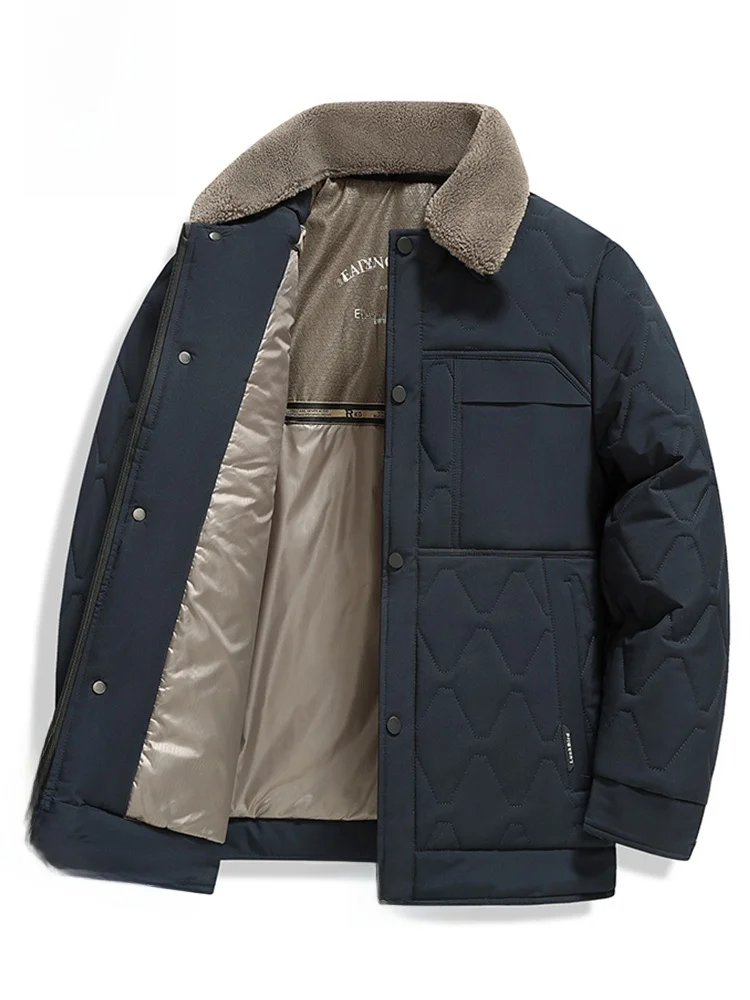 

Rn Men's Cotton Jaet Windproof Warm Thiened Casual Sle with Faux Fur Collar Busin Gentleman Sle Polyester Fiber