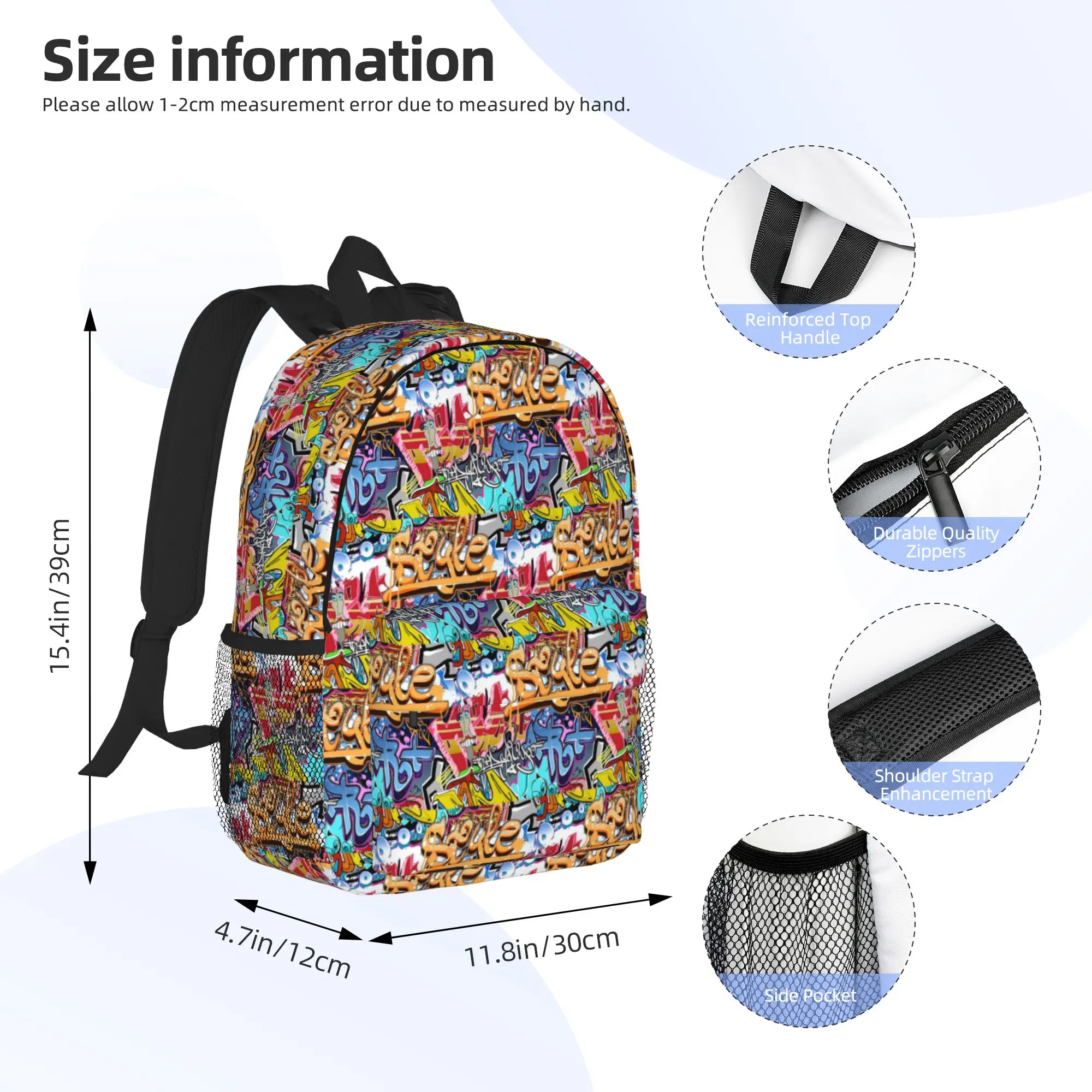 Urban Street Graffiti Art Backpack Hot Sale Daypack Large Capacity Boys Girls BookBag Shoulder Bags for Men Women School Bag