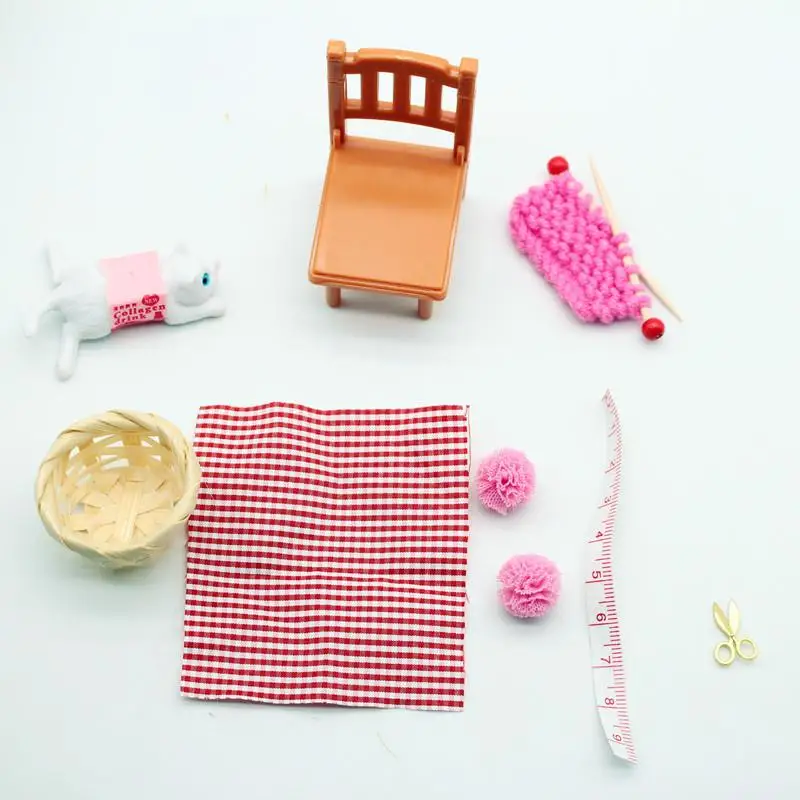 1 Set Puppenhaus Dicker Faden Strickpullover Katze Schelmische Szene Modell Simulation Artikel Ornament Miniatur Spielzeug DIY Zubehör