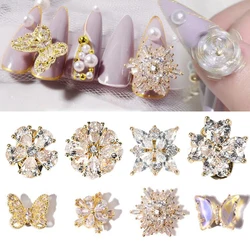 1pc Spinning Nail Charms Gold Silver Snowflakes Nail Art Rotating Charm Crystal Rhinestones for 3D Nail Art Designs Rotat Beads