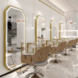 Barber shop mirror wall mounted hairdressing mirror with light wall mounted hair salon LED mirror