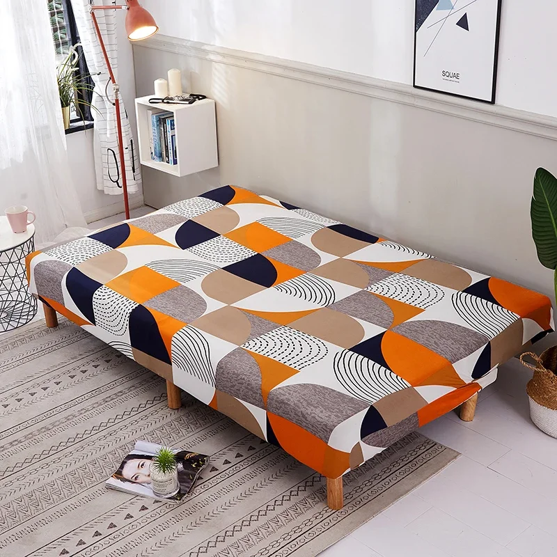 Armless Sofa Bed Cover Spandex Stretch Futon Slipcover Elastic Full Folding Couch Sofa Shield Fitted Full Folding Sofa Slipcover 5