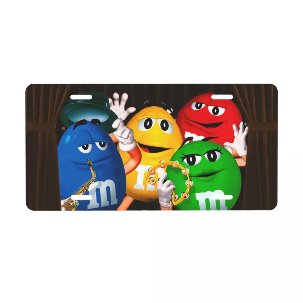 Custom M&M's Candy License Plate Chocolate Candy Decorative Car Front License Plate Aluminum Metal Sign Vanity Tag 6 X 12 Inch