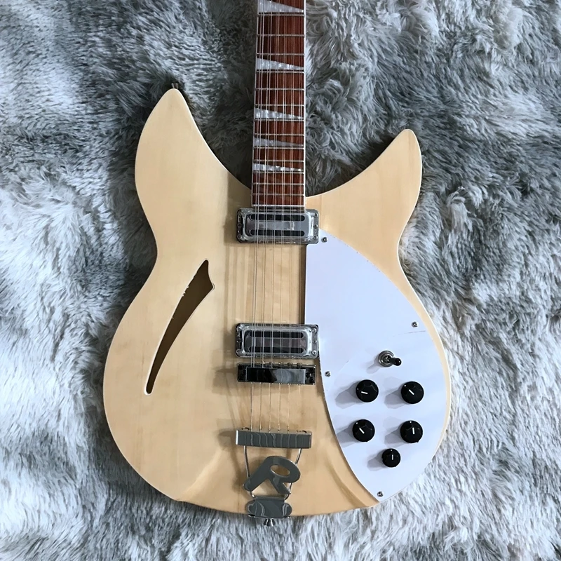 

natural wood 12 strings rickenback electric guitar half hollow body Roger limited edition 12-string ricken guitarra