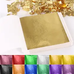 100 Sheets 9cm Individually Packaged Imitation Gold Silver Leaf Foil Papers For DIY Epoxy Resin Craft Nail Art Jewelry Making