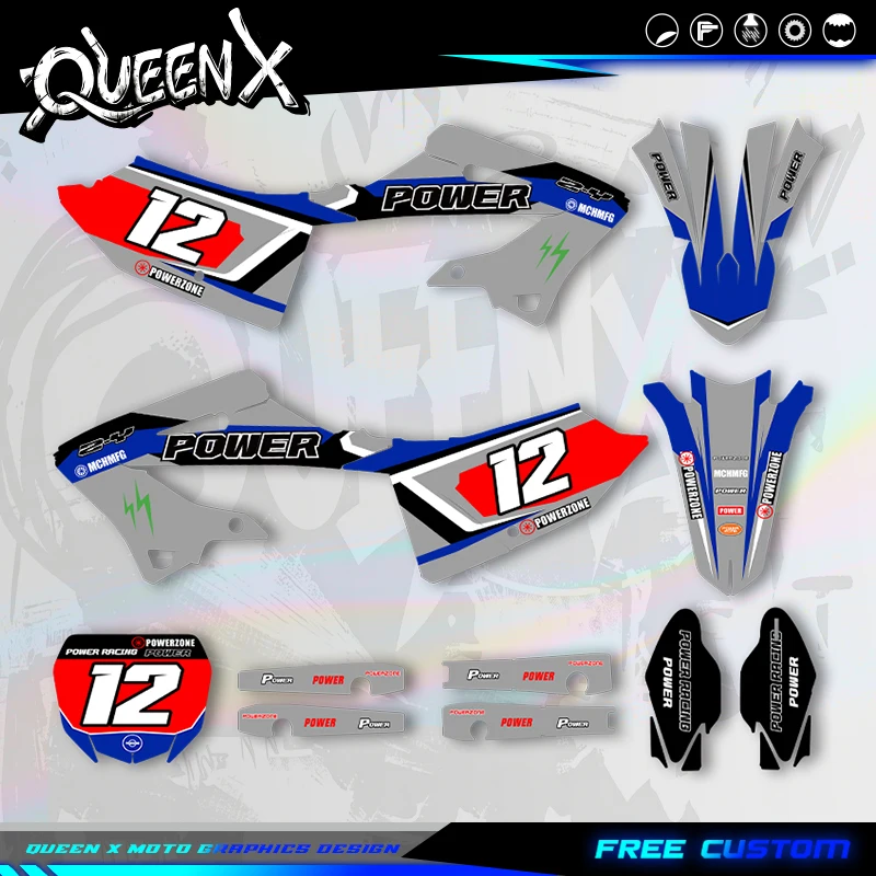 QUEEN X MOTO For YAMAHA 2022 2023 2024 YZ125-250 X  Custom Team Motorcycle Graphics Decal Stickers Kits