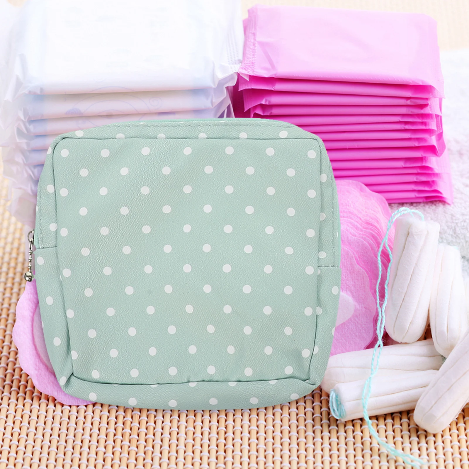 4 個の生理用ナプキン収納袋コンパクトポータブルフェミニンケアオーガナイザー旅行学校オフィス用多目的小物ポーチ