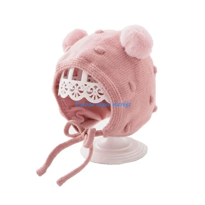 

090B Knitted Baby Winter Warm Hat Kids Cap Bonnet Ear for Protection Bean
