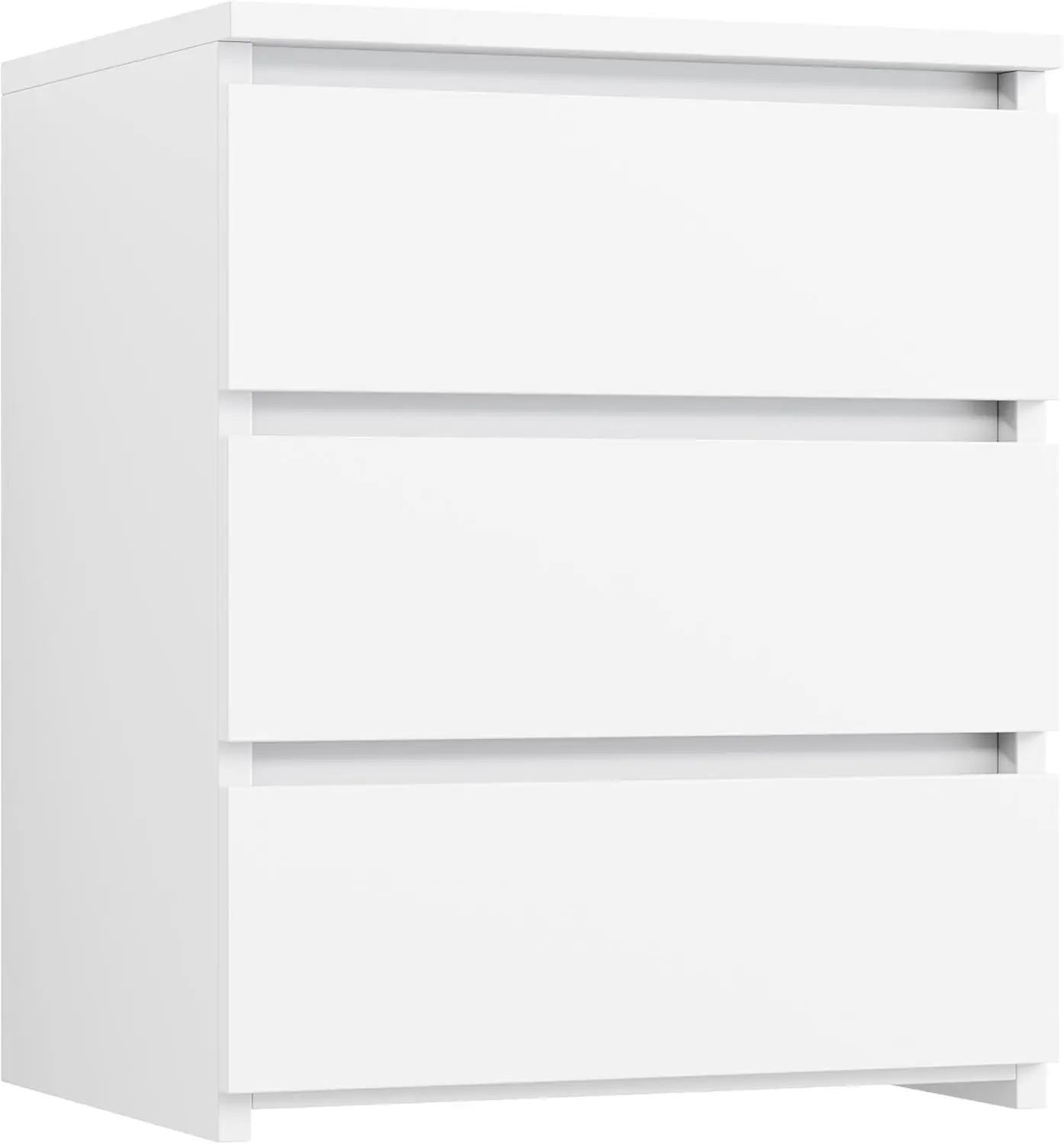 

FOTOSOK White Nightstand with 3 Drawers, White Bedside Table Night Stand for Bedroom with Cut-Out Handle