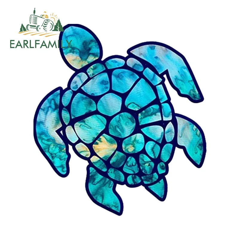 EARLFAMILY 13cm X 11.7cm Sea Turtle Car Stickers Car Gadgets Decal Waterproof Camper Caravan Truck Racing Accessories Creativite