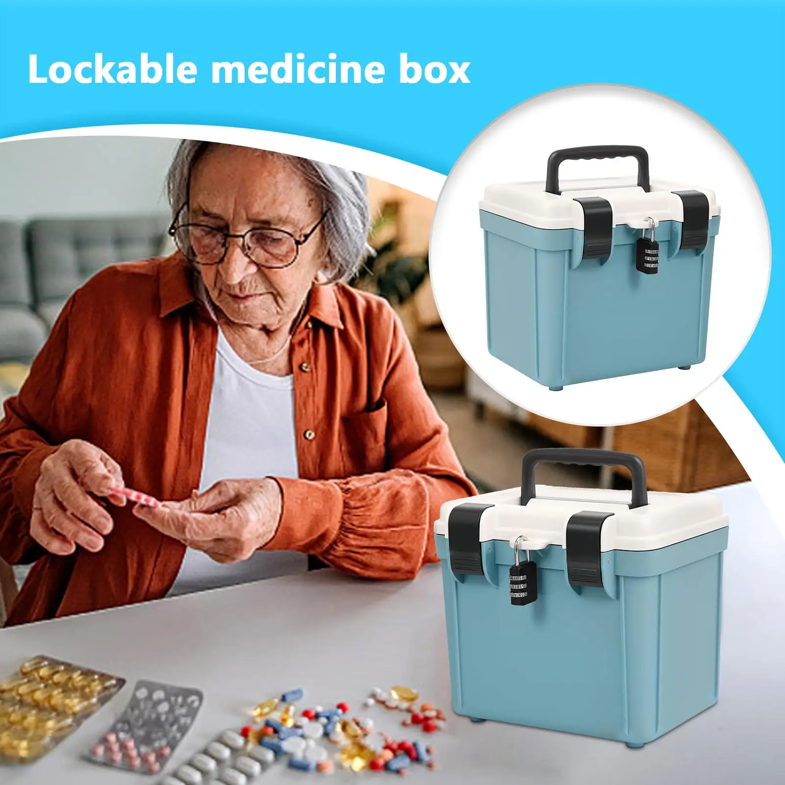 

Storage Box With Lock Combination Safe Box Organizer Portable Password Locking Large Capacity Tool For Document File Folders