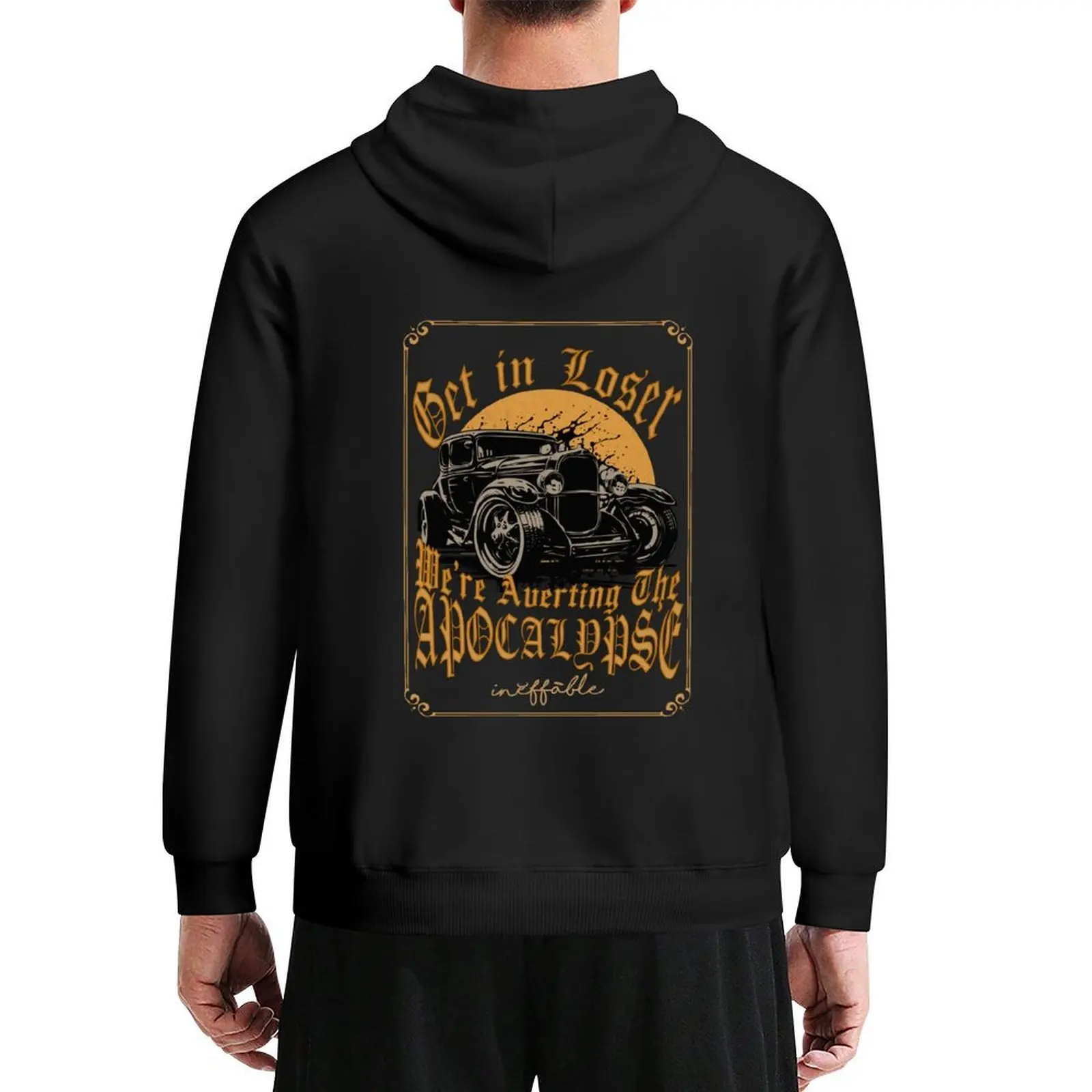 

Get in loser we are Adverting the apocalypse! Angel Car Art Hoodie autumn korean style clothes mens clothing new in hoodies