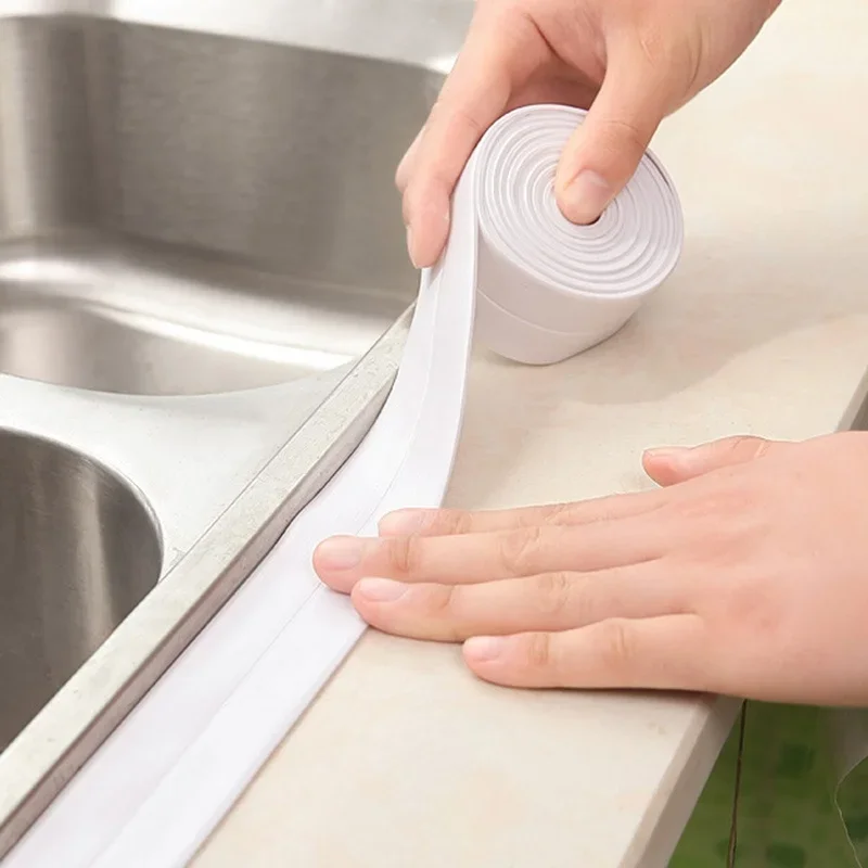 3.2×2.2cm Self Adhesive PVC Sealant Tape Waterproof Mildew Proof Kitchen Sink Stove Bathroom Corner Crack Edge Wall Sticker