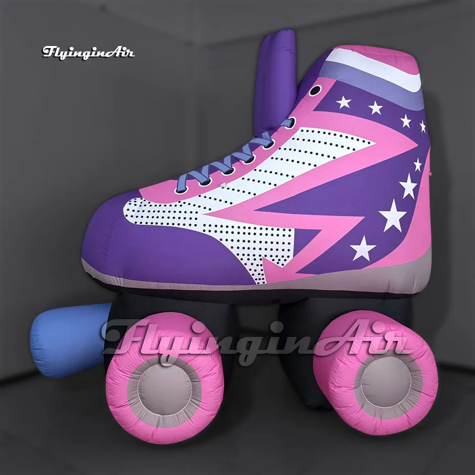 

3m Large Advertising Inflatable Roller Skate Model Air Blow Up Replica Of Shoe With Four Wheels For Stage Decoration