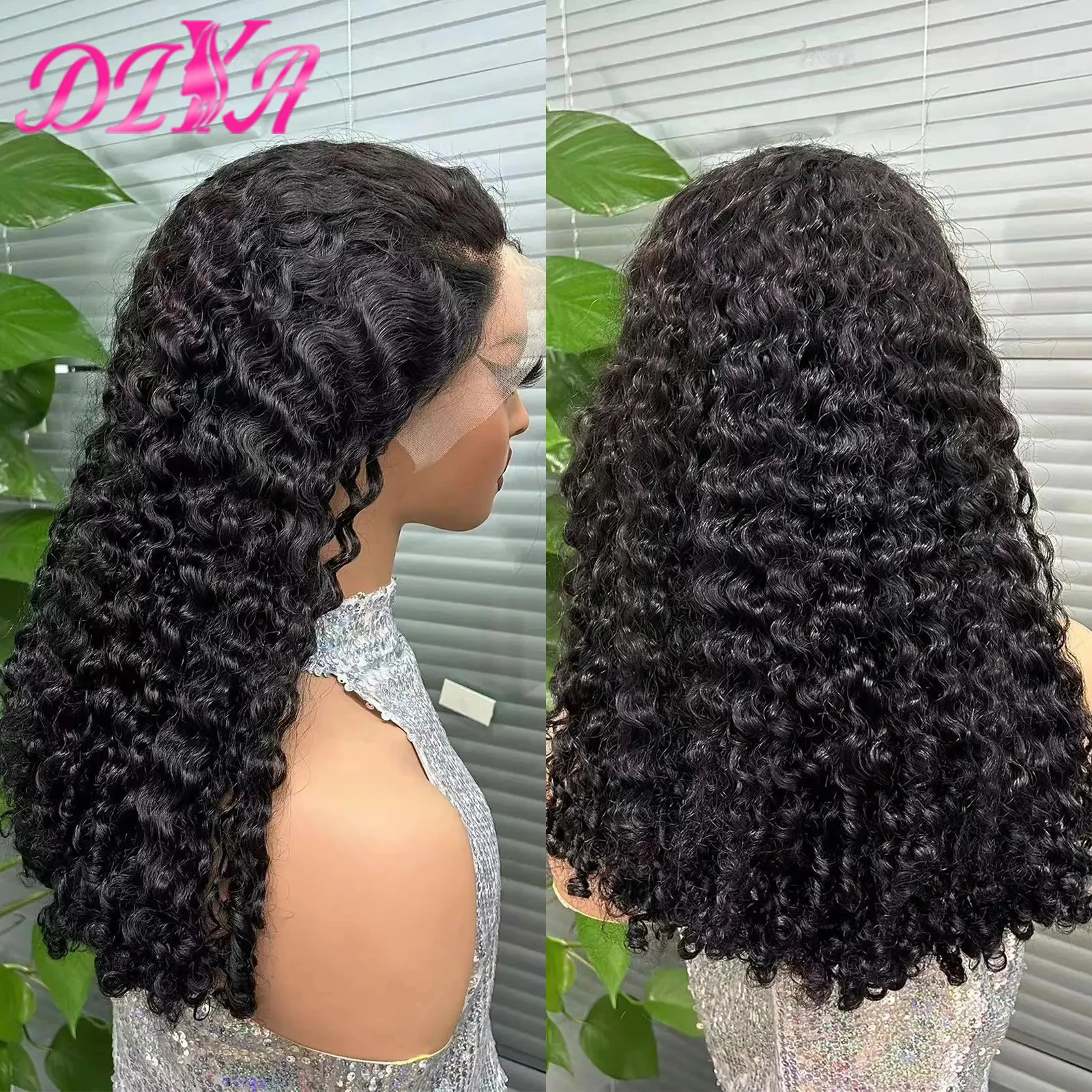 Perruque Lace Wig brésilienne Remy naturelle, cheveux bouclés, 13x4, 12A, double proximité, pour femmes, densité 250%