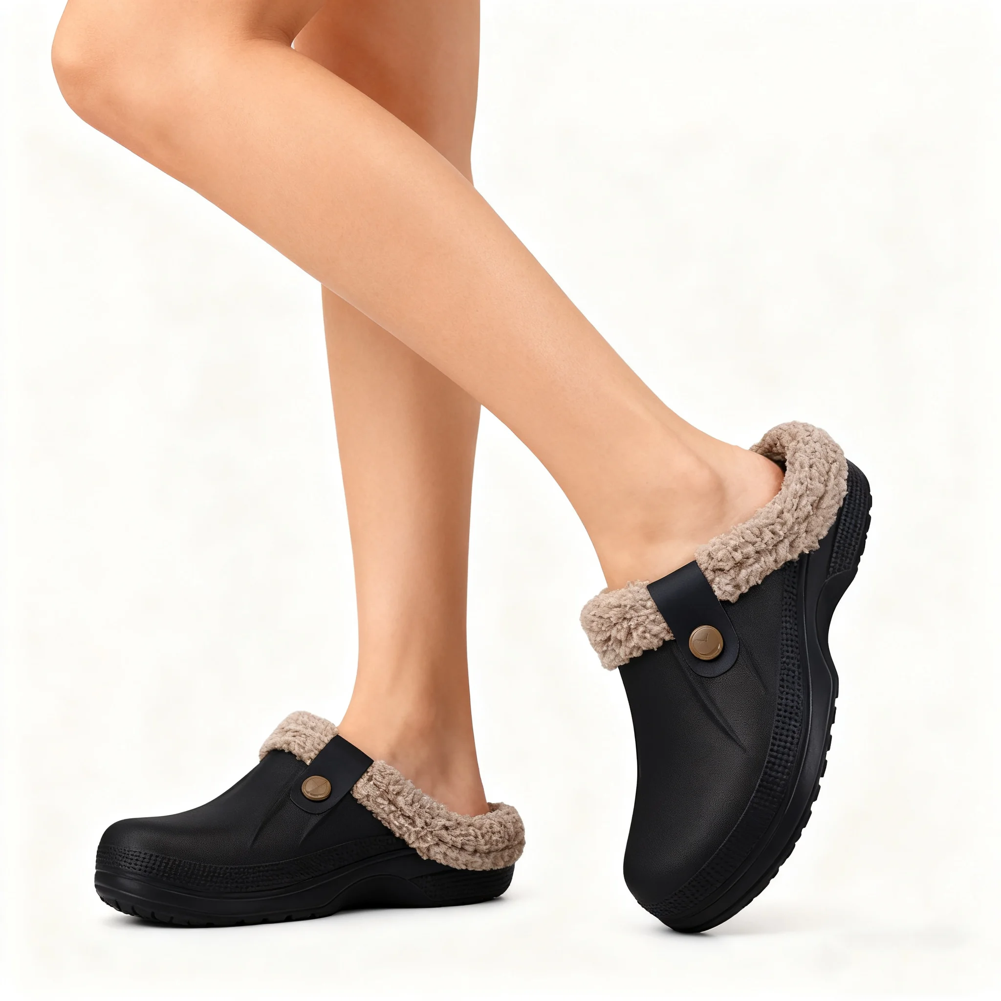 

Gacimy/мужские зимние меховые сабо, тапочки, классические нечеткие уличные непромокаемые мужские садовые туфли, женские теплые домашние тапочки на плюшевой подкладке