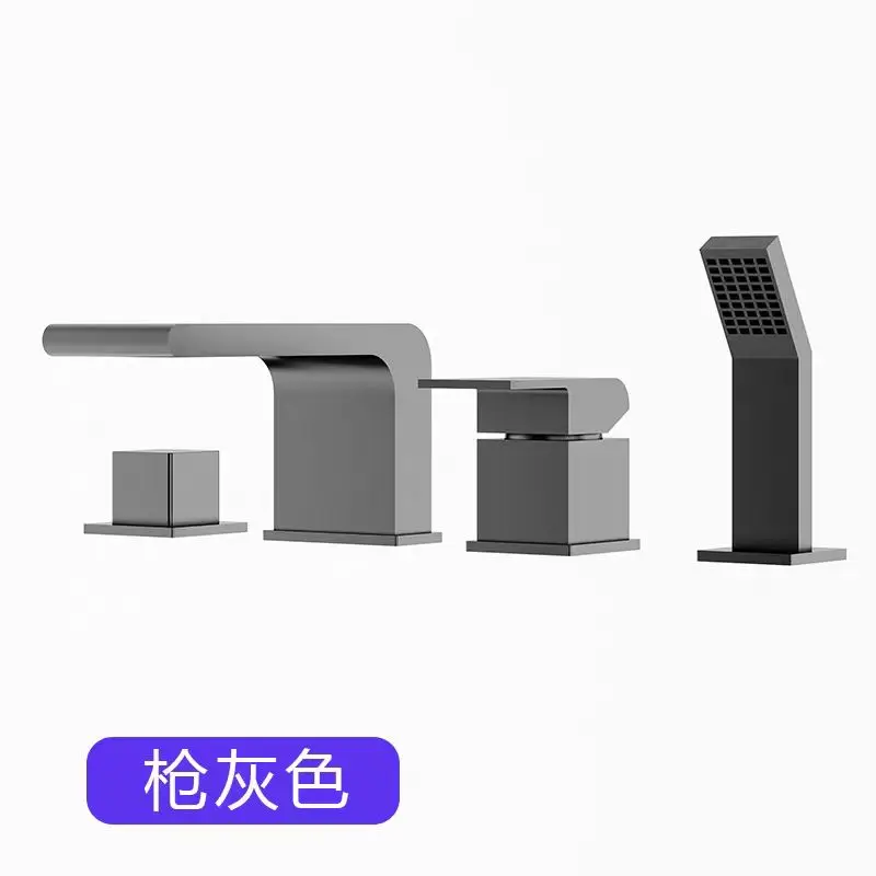 

Luxury Top Quality Brass Bathtub shower faucet set Four Holes Hot cold water Bathtub Tap Modern Bathroom shower faucet set,Grey